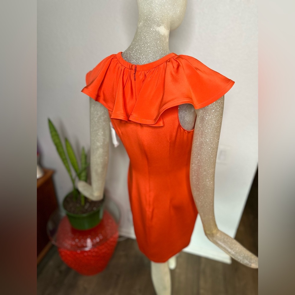 Jay Godfrey Orange Sleeveless Ruffle Collar Mini Dress. New With Tags! Size 4 - Picture 9 of 14